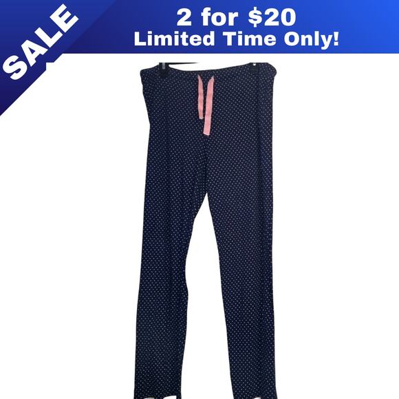 [Sale: 2 for $20!] Nautica Blue Pajama Pants w Pink Polka Dots Size S/P/CH 0127 - Picture 1 of 8